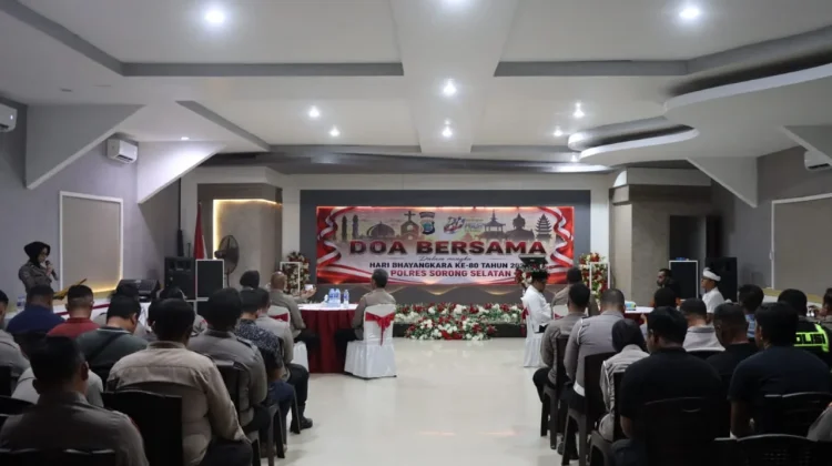 Doa Bersama di Polres Sorong Selatan Sambut Hari Bhayangkara ke-80