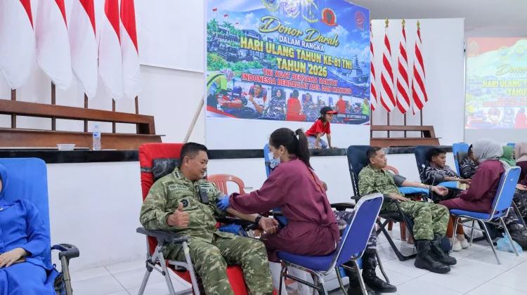 Koarmada III Ikuti Vicon Donor Darah dalam Rangka HUT ke-81 TNI