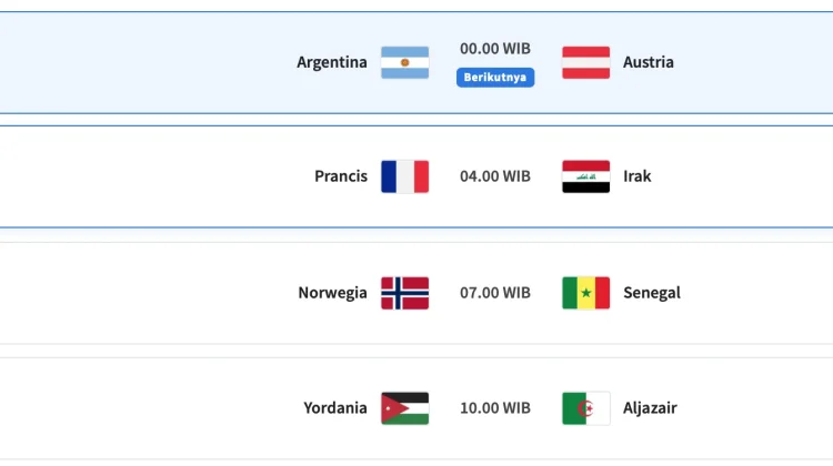 Jadwal Pertandingan Piala Dunia 2026 Grup I dan J