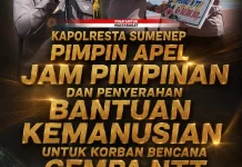 Kapolresta Sumenep Serahkan Bantuan Korban Gempa NTT