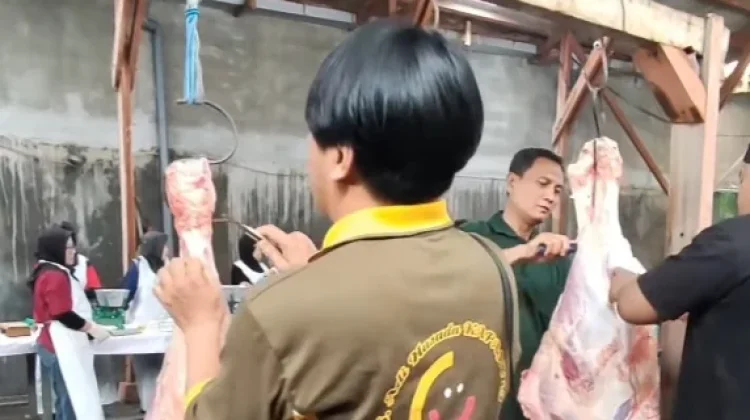 Perkumpulan Adi Husada Bagi Daging Hewan Kurban ke Warga