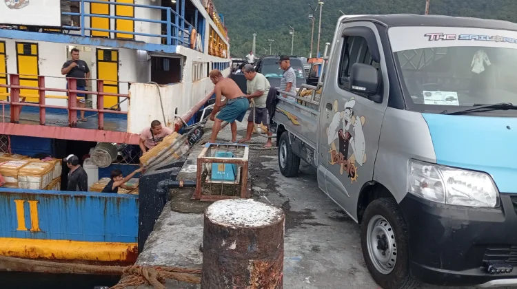 Puluhan Coolbox Daging Ayam Tiba di Pelabuhan Tahuna