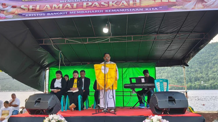 Ibadah Paskah GMIST Imanuel Tahuna di Alam Terbuka