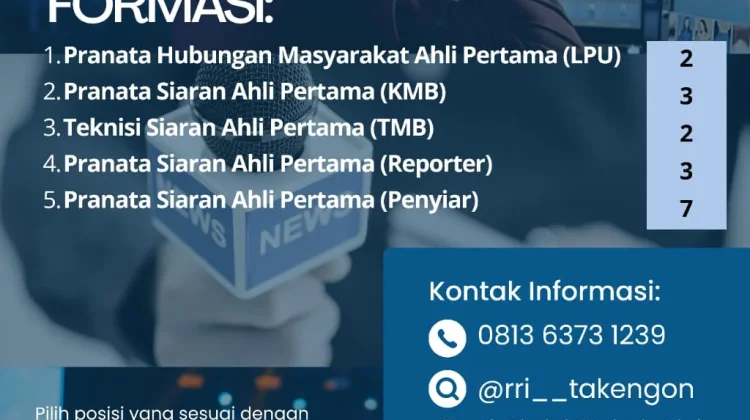 RRI Takengon Terima 17 Lowongan Magang