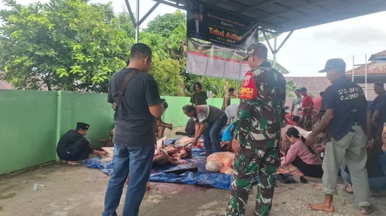 Kegiatan Pemotongan Hewan Qurban di Kelurahan Selumit Pantai