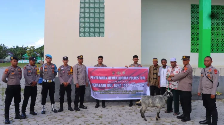 Polres Tual Salurkan Hewan Kurban ke Empat Masjid jelang Idul Adha 1447 H