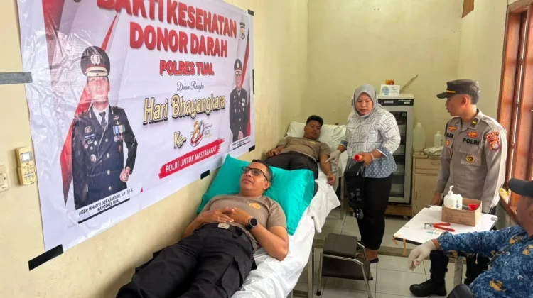 Gelar Donor Darah, Wujud Nyata Polres Tual Sambut HUT Bhayangkara ke-80