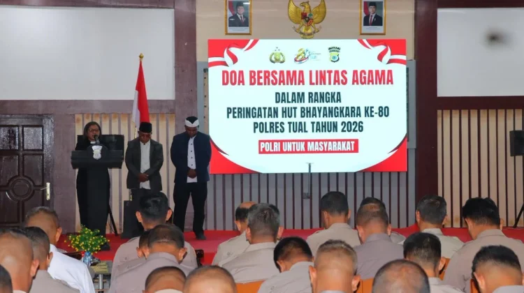 Peringati HUT Bhayangkara ke-80, Polres Tual Gelar Doa Bersama