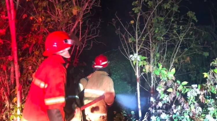Petugas Siaga Kebakaran Padamkan Kebakaran Lahan di Kampung Fanil