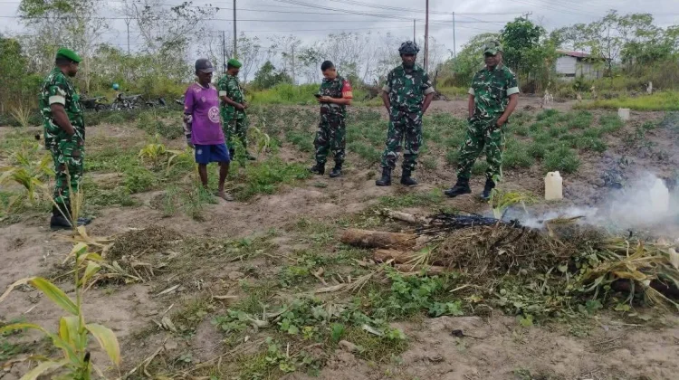 Koramil 1503-03/Dobo Imbau Warga Cegah Kebakaran Hutan saat Berkebun