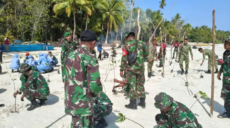 Kodim 1503/Tual Bersama Masyarakat Tanam Mangrove di Ohoidertawun