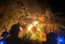 Petugas Siaga Kebakaran Padamkan Kebakaran Lahan di Jalan SMK Romel Tual
