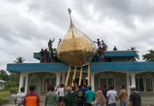 Penurunan Kubah Masjid Al-Mujiba Jadi Awal Babak Baru Pembangunan Rumah Ibadah