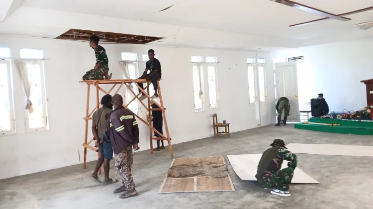 Satgas Yonif 511/DY Rehab Gereja di Lanny Jaya, Warga Kini Lebih Nyaman Beribadah