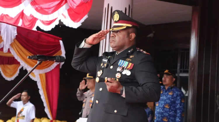 Penurunan Bendera HUT ke-81 RI Dipimpin Kapolres Pegunungan Bintang