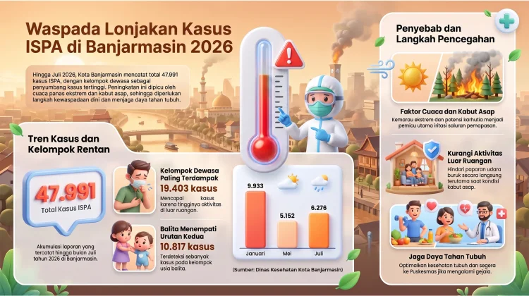 Dinkes Banjarmasin Catat 47.991 Kasus ISPA hingga Juli 2026