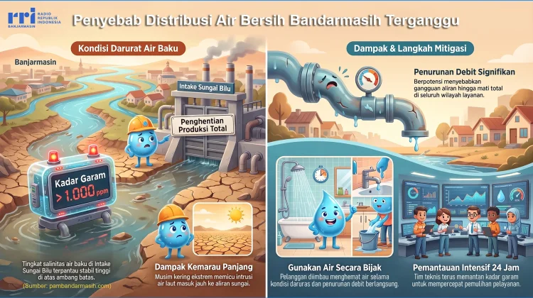 Penyebab Distribusi Air Bersih Bandarmasih Terganggu