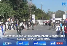 Seluruh Peserta Lomba Gerak Jalan 45 Kilo Meter Sukses Tempuh Garis Finis