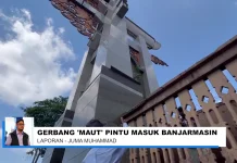 Gerbang Masuk Kota Banjarmasin Rusak, Warga Khawatir Membahayakan