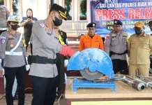 Sebanyak 120 Knalpot Brong Dimusnakan Polres Biak Numfor
