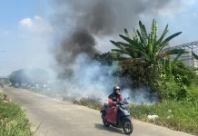 Kebakaran Lahan Terjadi di Jalan Stoplet Stasiun Sukaresmi