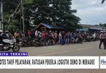 Protes Tarif Pelayaran, Ratusan Pekerja Logistik Demo di Merauke