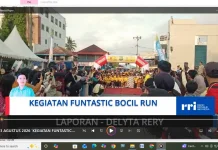 Ratusan anak PAUD dan SD ikut Funtastic Bocil Run 2026 di depan Tugu Dwikora
