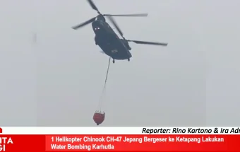 1 Helikopter Chinook CH-47 Jepang Geser ke Ketapang Water Bombing Karhutla