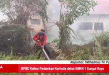 BPBD Kalbar Padamkan Karhutla dekat SMKN 1 Sungai Raya