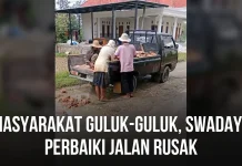 Masyarakat Guluk-guluk Swadaya Benahi Jalan Berlubang