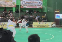 Salah Satu Penampilan Peserta di invitasi Pencak Silat Antarpelajar Bupati Cup V