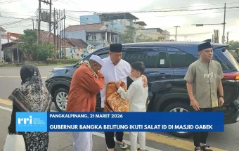 Gubernur Bangka Belitung Salat Id di Masjid Assa'adah Gabek Pangkalpinang