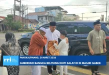 Gubernur Bangka Belitung Salat Id di Masjid Assa'adah Gabek Pangkalpinang