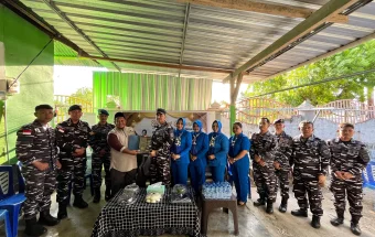 Sambut HUT ke-81 TNI AL, Lanal Melonguane Bantu Pembangunan TPQ Al Mujahirin