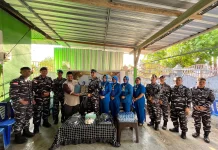 Sambut HUT ke-81 TNI AL, Lanal Melonguane Bantu Pembangunan TPQ Al Mujahirin