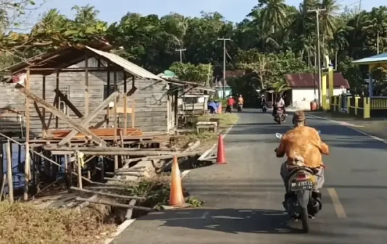 Abrasi Ancam Jalan Utama Desa Sedamai
