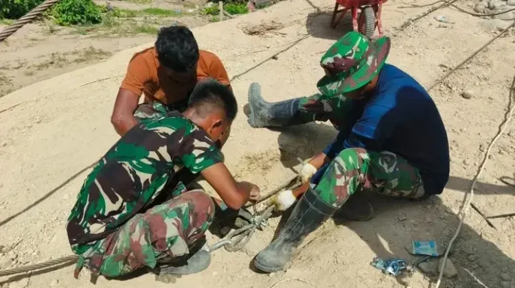 Jembatan Gantung Garuda Sawang Pengerjaanya Terus Dipacu