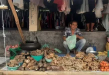 Tiga Dekade Ubi Keladi Markus Meno di Pasar Wolowona