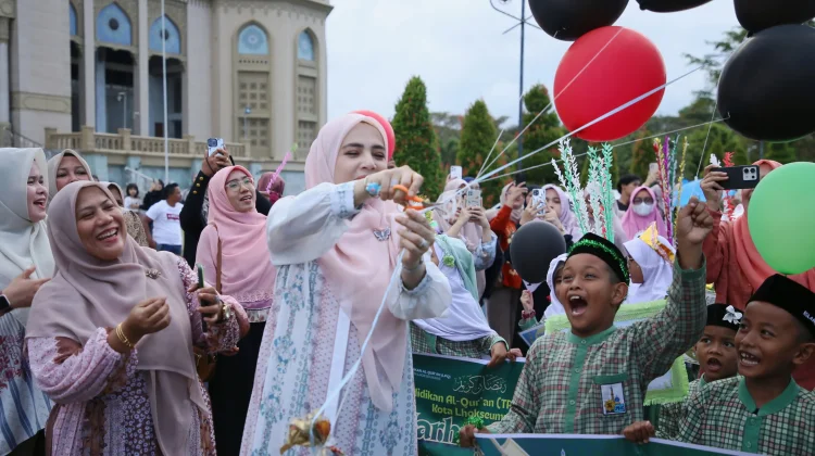 Bunda PAUD Lhokseumawe Lepas Pawai Sambut Ramadan 1447 H