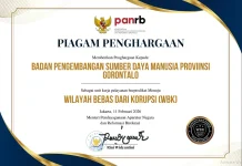 BPSDM Provinsi Gorontalo Raih Penghargaan WBK dari Menteri PANRB
