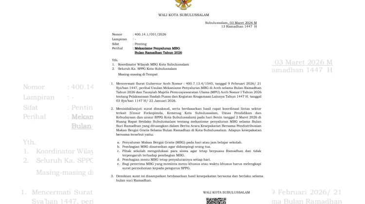 Subulussalam Tetap Salurkan Makan Bergizi Selama Bulan Ramadan