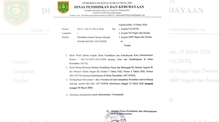 Masuk Sekolah di Subulussalam Ditunda, Ini Tanggal Barunya