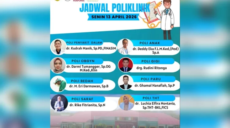 Jadwal Poliklinik RSUD Subulussalam Senin 13 April 2026