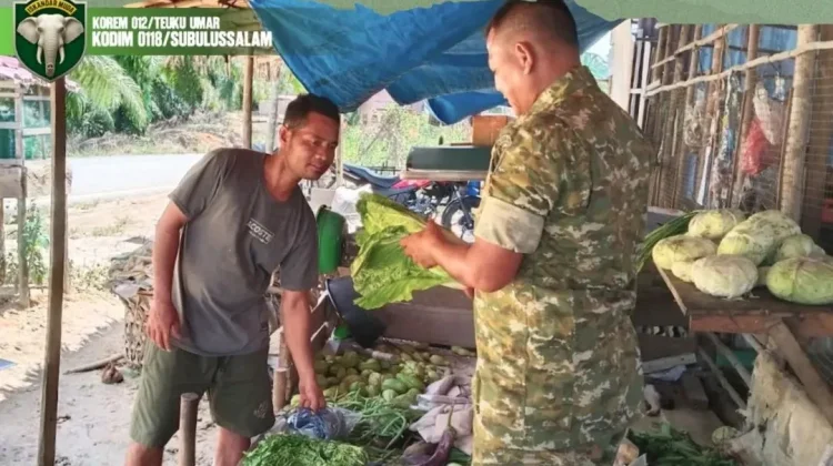 Prajurit TNI Subulussalam Pantau Stabilitas Harga Sayur di Pasar Longkib