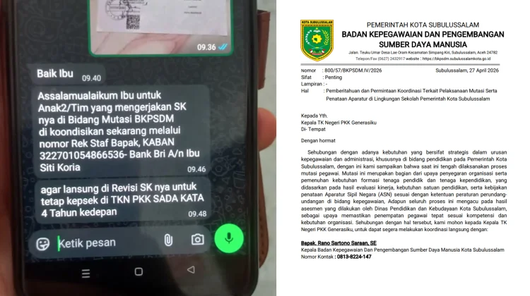 Guru di Subulussalam Laporkan Surat Mutasi Palsu Berisi Nomor Rekening