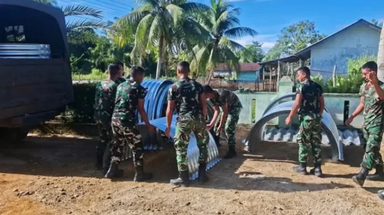 TNI Pasang Jembatan Aramco di Singkil, Dukung Akses Pertanian Warga