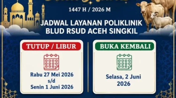 Poliklinik RSUD Aceh Singkil Tutup Sampai dengan 1 Juni