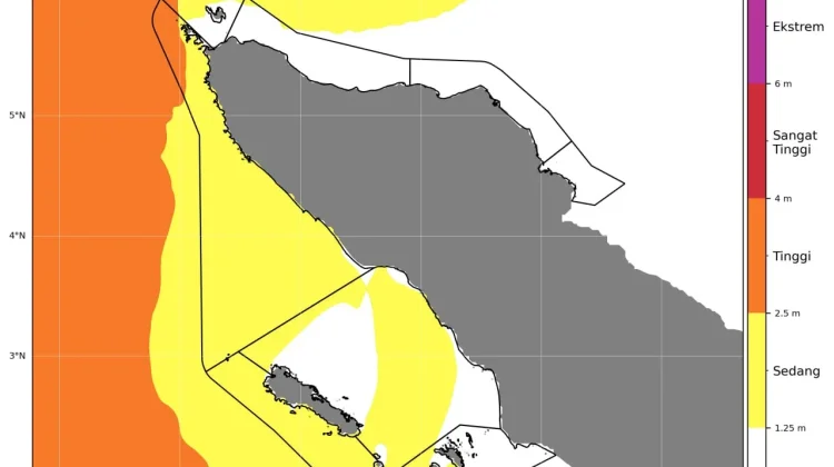 BMKG: Tinggi Gelombang Laut Aceh Singkil 2,5 Meter