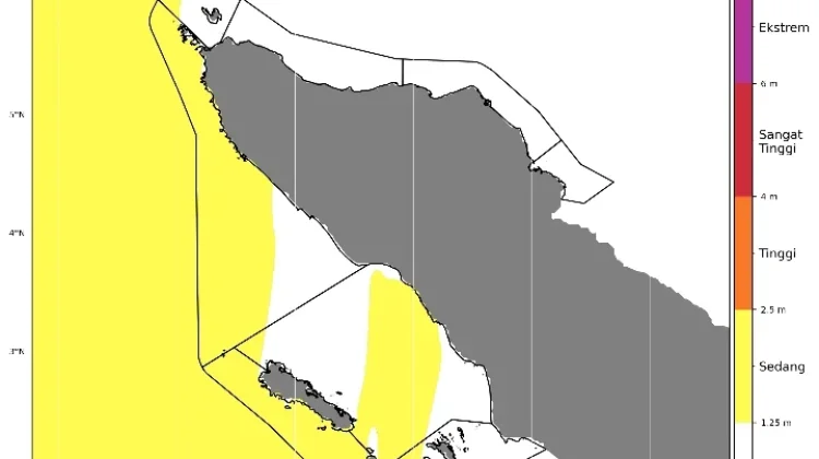 Tinggi Gelombang Perairan Laut Singkil 1,25-2,5 Meter Jum'at 12 Juni 2026
