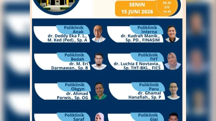 Jadwal Poliklinik RSUD Subulussalam Senin 15 Juni 2026